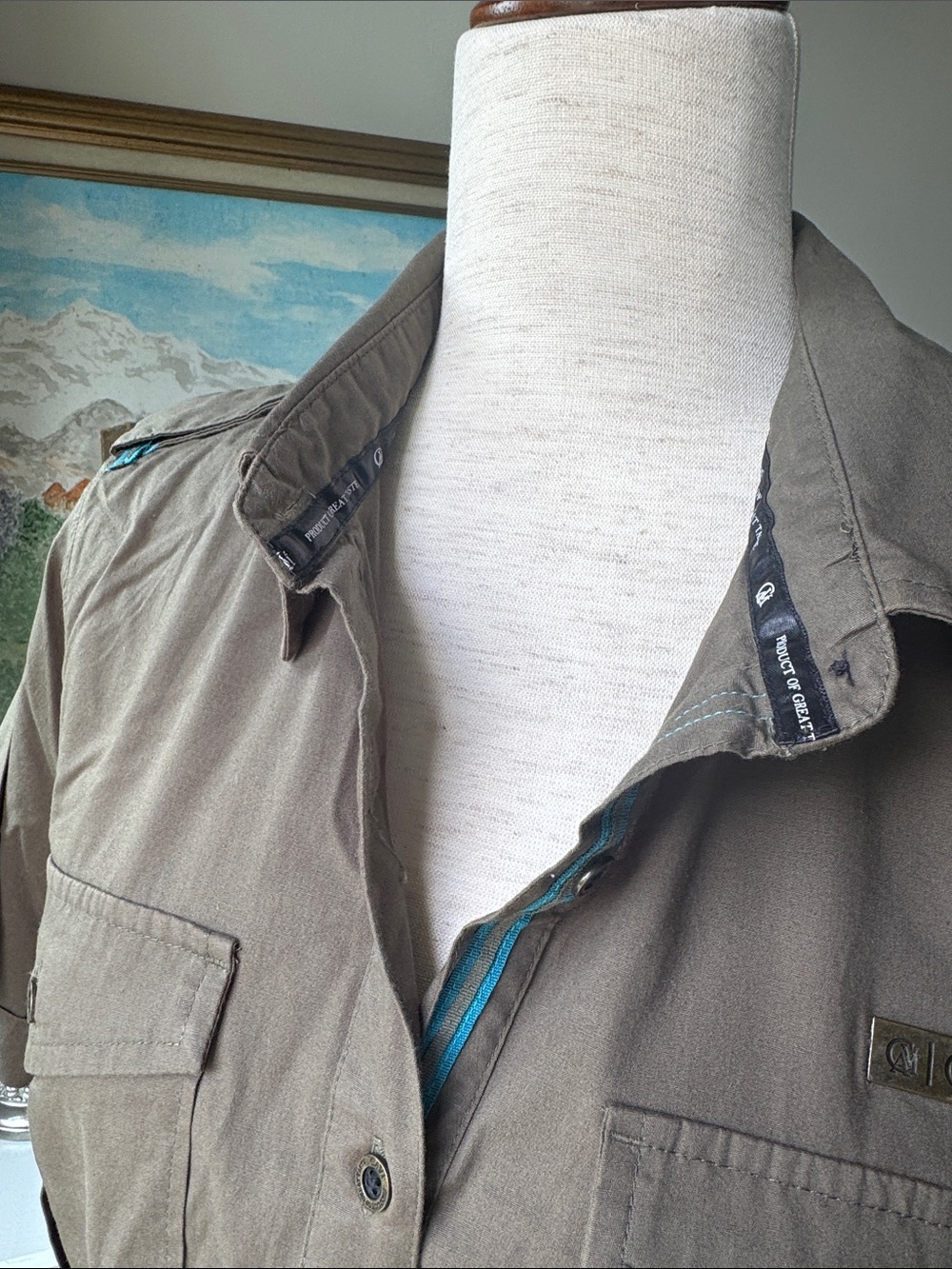 Short-Sleeve Utility Shirt Dress in Olive - Picture 8 of 10